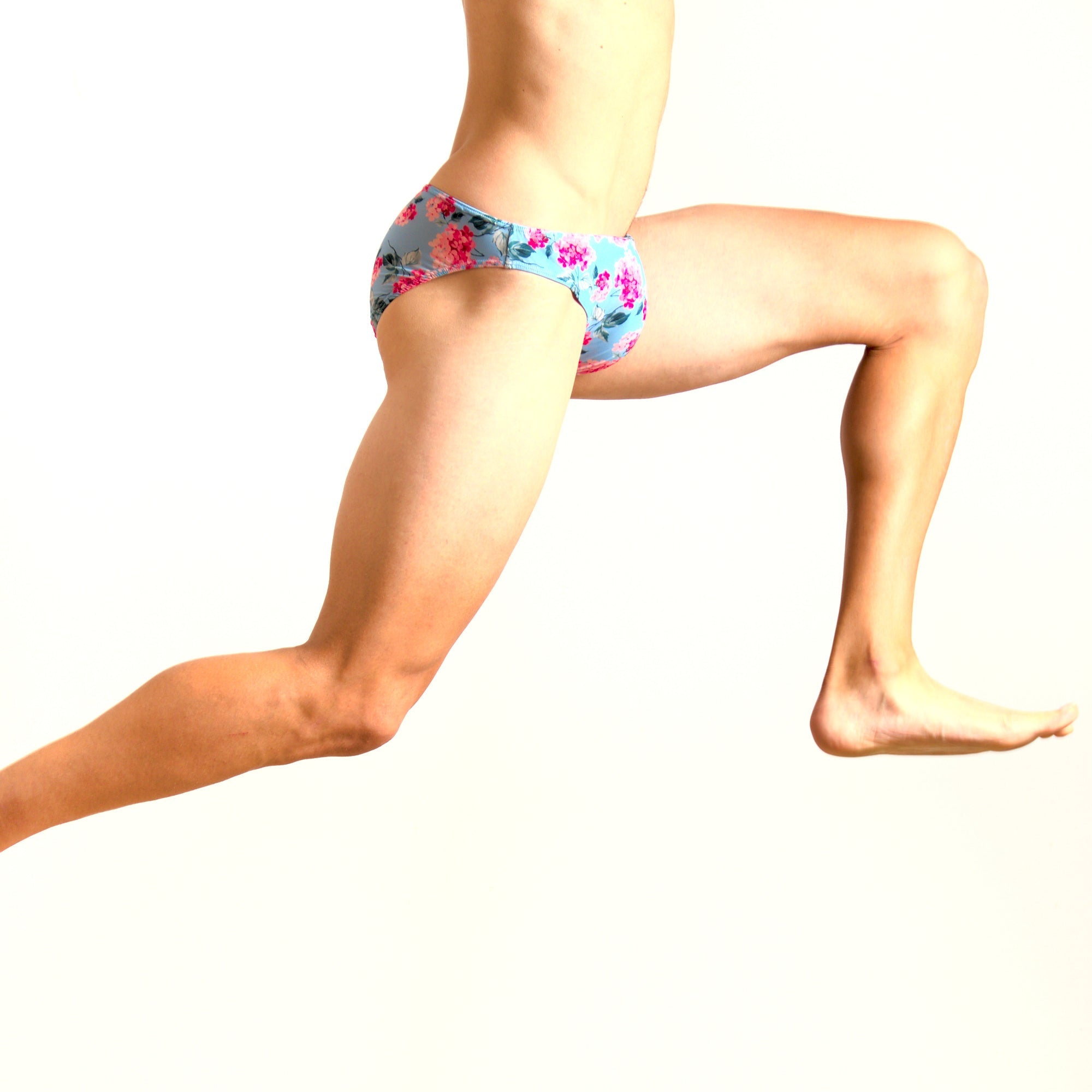 Blue flower pattern bikini brief by etseo underwear