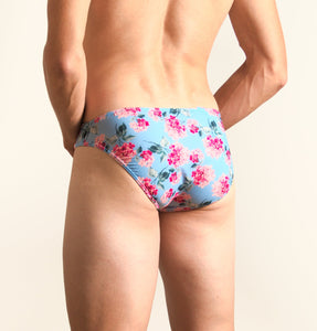 Blue Flower Pattern Bikini by Etseo Men's Underwear