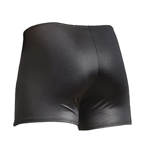 Men's Satin Boxer by Etseo Satin Underwear for men. Black, back view.
