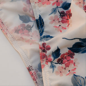 Flower Pattern Bikini Brief by Etseo White Fabric detail