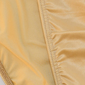 Golden Satin Bikini Tanga by Etseo Men's Underwear fabric detail