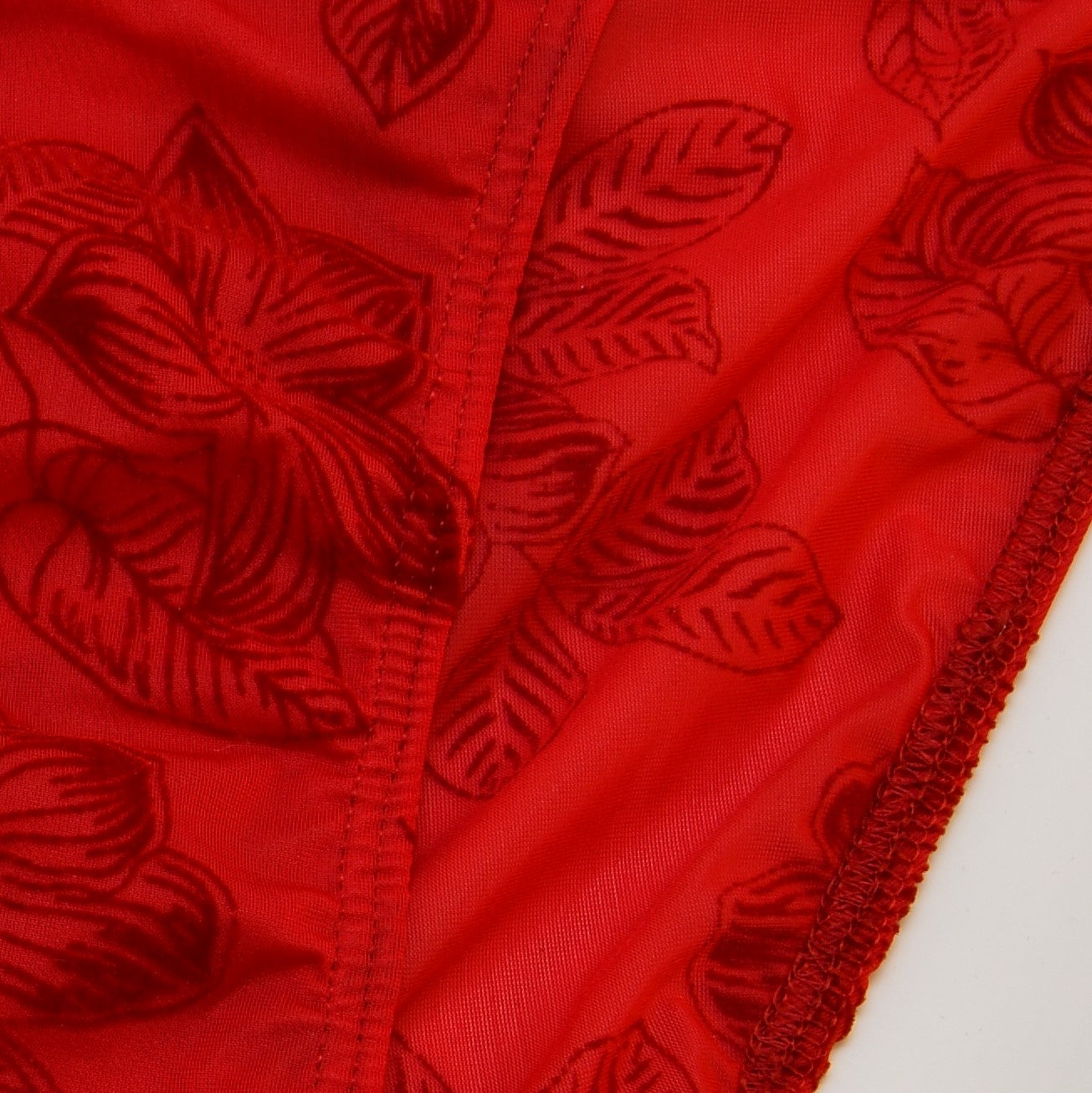 Luxury Bikini Brief by Etseo, red fabric detail