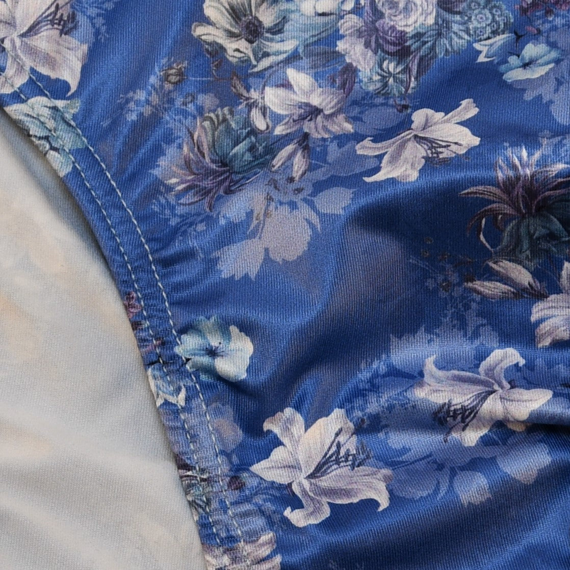 Printed Bikini Brief by Etseo Men's Underwear, blue fabric detail