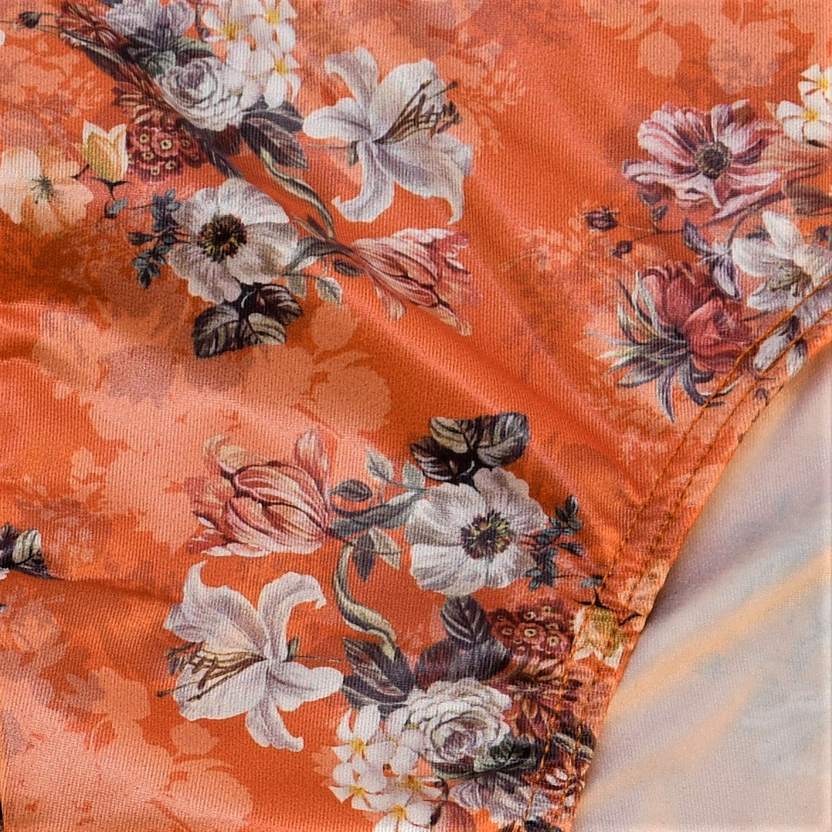 Printed Bikini Brief by Etseo Men's Underwear orange fabric detail