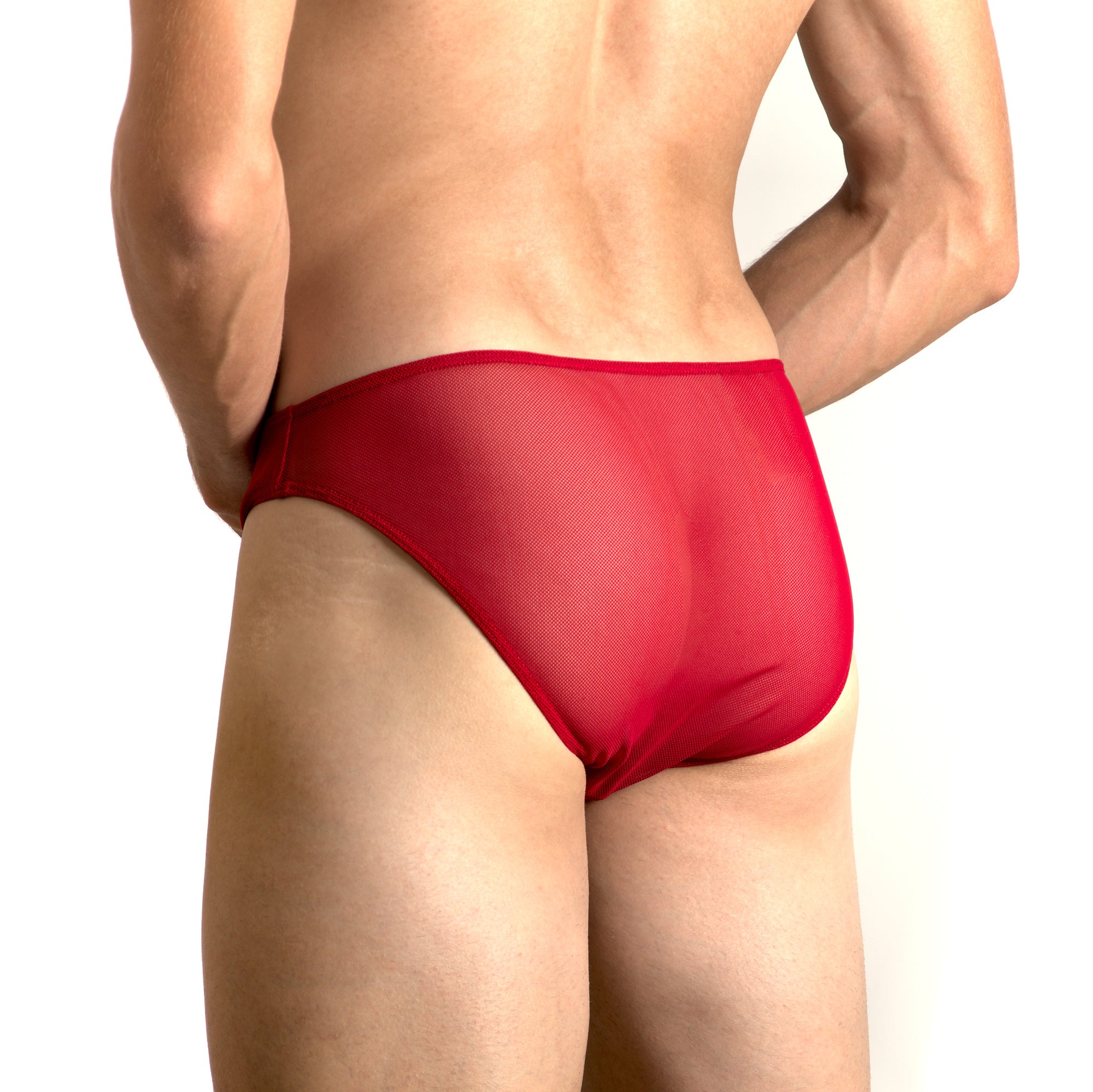 Red Mesh Bikini Brief by Etseo Underwear