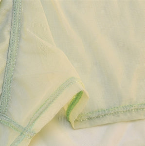See Through Men's Trunks by Etseo green fabric detail