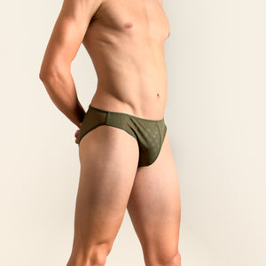 Mesh Bikini Brief by Etseo Men's Underwear. side view