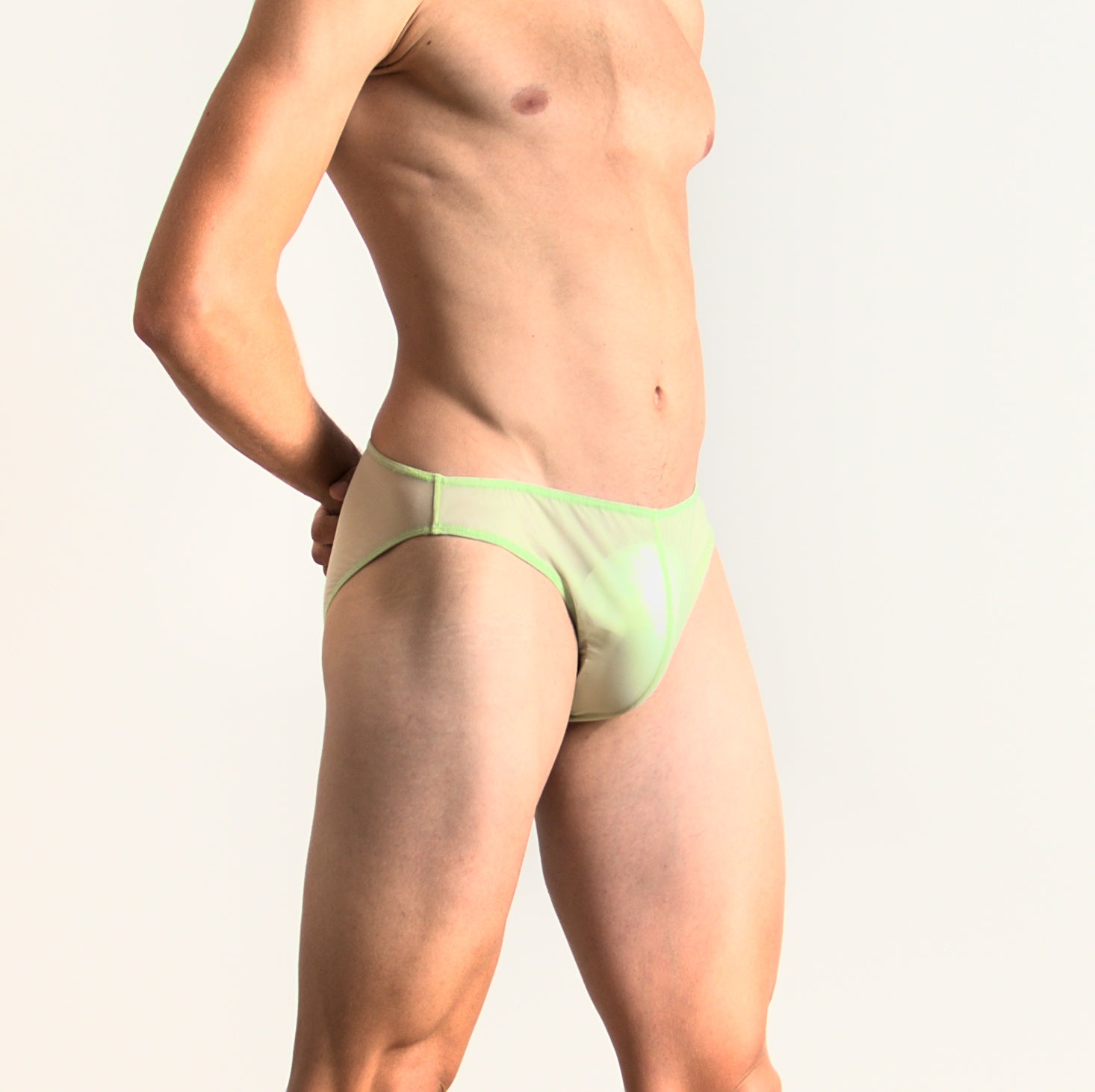 See throug men's bikini brief by etseo, Green colour